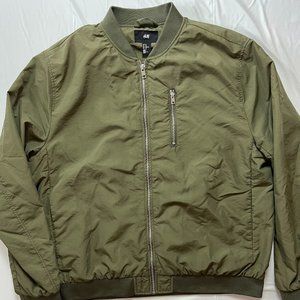 H&M Men's Olive Green Bomber Jacket Size XL